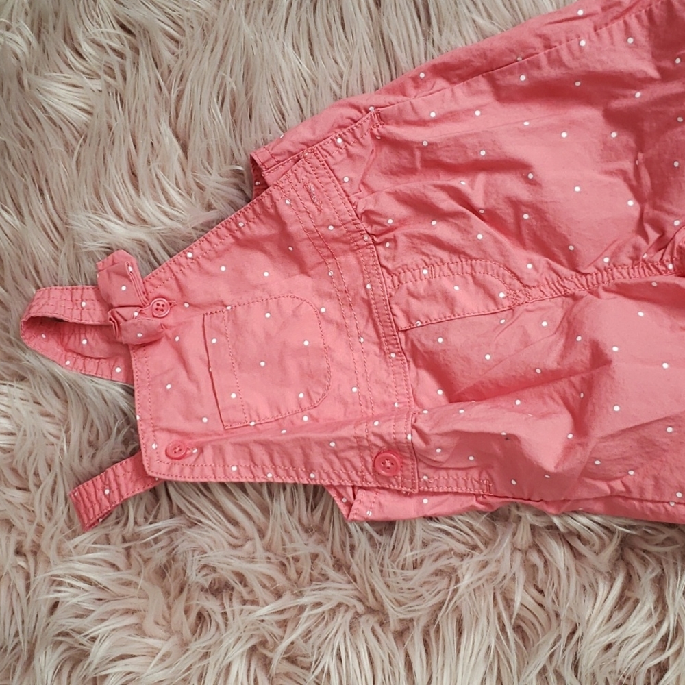 Pink with white pokadots overalls 6 mos perfect condition